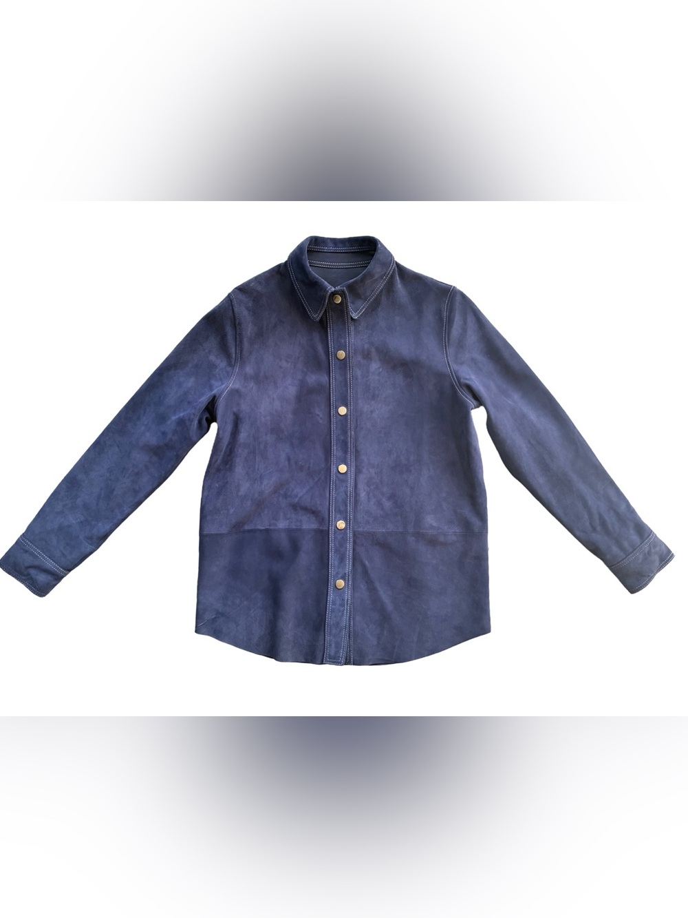 Women’s Royal Blue Baby Calfskin Leather Shirt Jacket | Size 4
